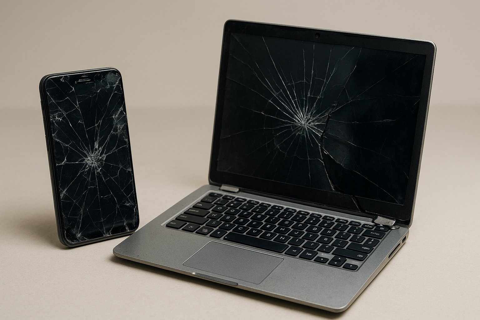 kaputtes handy und laptop